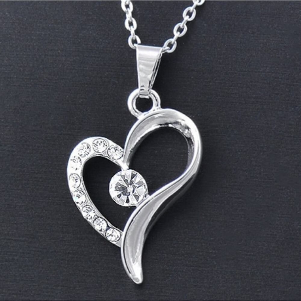 Simple Style Heart Shaped Chain and Pendant in Titanium Inlay Rhinestone… - Picture 2 of 4